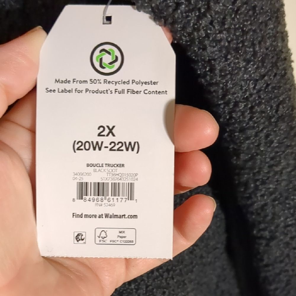 Time and Tru Charcoal Teddy Jacket Plus Size 2XL - Picture 7 of 7